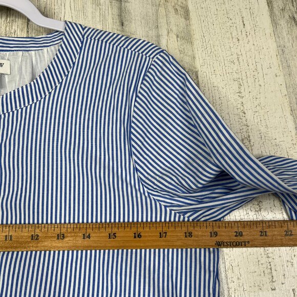J. Crew Womens Dress S Blue Striped Stretch Cotton Poplin Tiered Button Front - Picture 11 of 13
